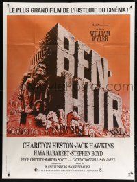 7t483 BEN-HUR French 1p R70s Charlton Heston, William Wyler epic, cool chariot art by Joseph Smith!