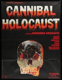 7t513 CANNIBAL HOLOCAUST French 1p '82 gruesome Italian horror, wild different skull image!