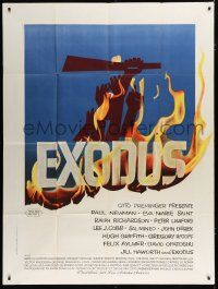 7t568 EXODUS French 1p '61 Otto Preminger, great artwork of arms reaching for rifle by Saul Bass!