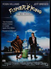 7t579 FISHER KING French 1p '91 Jeff Bridges & Robin Williams, different Jacques Fabre art!