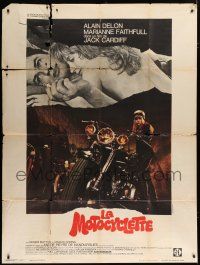 7t597 GIRL ON A MOTORCYCLE French 1p '68 sexy biker Marianne Faithfull is Naked Under Leather!
