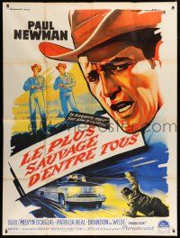 7t635 HUD French 1p '63 Martin Ritt classic, different art of Paul Newman by Roger Soubie!