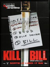 7t662 KILL BILL: VOL. 2 teaser French 1p '04 Quentin Tarantino, different image of sword & the list!