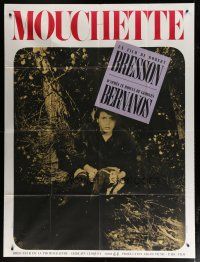7t723 MOUCHETTE French 1p '67 directed by Robert Bresson, close up of terrified Nadine Nortier!