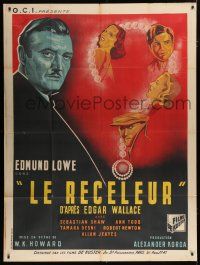 7t726 MURDER ON DIAMOND ROW French 1p '37 different art of Edmund Lowe & jewels by G. Dedieu!