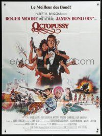 7t741 OCTOPUSSY French 1p '83 art of sexy Maud Adams & Roger Moore as James Bond by Goozee!