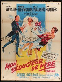 7t760 PLEASURE OF HIS COMPANY French 1p '61 Soubie art of Fred Astaire, Debbie Reynolds & Palmer!