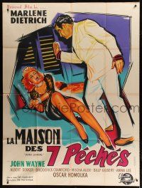 7t813 SEVEN SINNERS French 1p R59 different Belinsky art of Marlene Dietrich & Broderick Crawford!