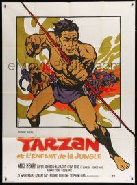 7t852 TARZAN & THE JUNGLE BOY French 1p '68 different art of Mike Henry with bow by Michel Landi!