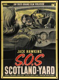 7t860 THIRD KEY French 1p '56 different Georges Allard art of Jack Hawkins, S.O.S. Scotland Yard!