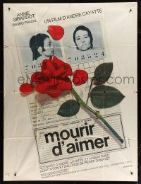 7t862 TO DIE OF LOVE French 1p '70 directed by Andre Cayatte, Annie Girardot mugshot with rose!