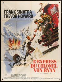 7t882 VON RYAN'S EXPRESS French 1p '65 Boris Grinsson art of Frank Sinatra running for train!