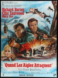 7t889 WHERE EAGLES DARE French 1p '68 Clint Eastwood, Richard Burton, Mary Ure, art by Jean Mascii