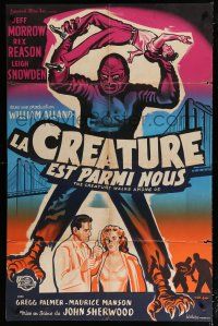 7t426 CREATURE WALKS AMONG US French 31x47 '56 great different art by Constantine Belinsky!