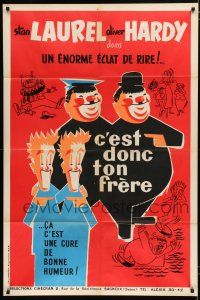 7t432 OUR RELATIONS French 31x47 R50s different art of clowns Stan Laurel & Oliver Hardy!