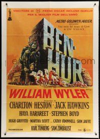 7t317 BEN-HUR Italian 1p R70s Charlton Heston, William Wyler classic religious epic, Brini art!