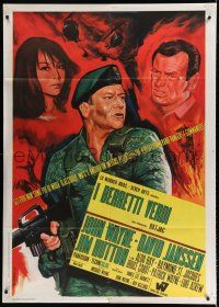 7t349 GREEN BERETS Italian 1p '68 John Wayne, different Vietnam War art by Renato Ferrini!