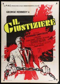 7t354 HUMAN FACTOR Italian 1p '75 different art of crazed George Kennedy holding chain!