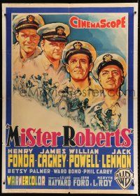 7t371 MISTER ROBERTS Italian 1p '55 John Ford, different art of Fonda, Cagney, Powell & Lemmon!