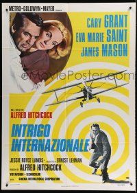 7t378 NORTH BY NORTHWEST Italian 1p R76 Cary Grant, Saint & cropduster, Hitchcock, Nistri art!