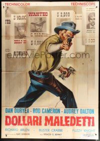 7t262 BOUNTY KILLER Italian 2p '66 Symeoni art of Dan Duryea with gun & cash by wanted posters!