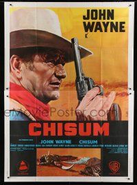 7t263 CHISUM Italian 2p '70 cool differnet super close up art of John Wayne by Enzo Nistri!