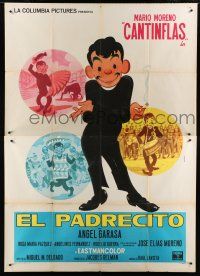 7t272 EL PADRECITO Italian 2p '66 great Piovano art of priest Cantinflas holding cigarette!