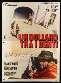 7t294 STRANGER IN TOWN Italian 2p '68 Luigi Vanzi spaghetti western, Olivetti art of Tony Anthony!