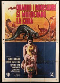 7t306 WHEN DINOSAURS RULED THE EARTH Italian 2p '71 Hammer, different Nistri art of dinosaurs!
