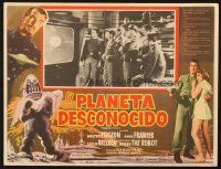 7t222 FORBIDDEN PLANET Mexican LC '56 cool border art of Robby the Robot, Anne Francis & Nielson