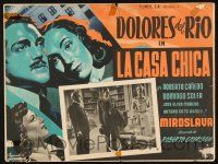 7t230 LA CASA CHICA Mexican LC '50 border art & inset photo of Dolores Del Rio, The Love Nest!