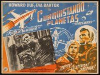 7t245 SPACEWAYS Mexican LC '53 Hammer sci-fi, art of Howard Duff & Eva Bartok in space suits!
