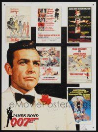 7t054 JAMES BOND 007 set of 2 12x16 metal signs '80s Sean Connery & Roger Moore w/posters!