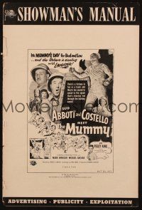 7t092 ABBOTT & COSTELLO MEET THE MUMMY pressbook '55 Bud & Lou with the monster!