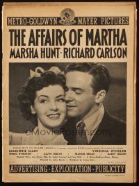 7t094 AFFAIRS OF MARTHA pressbook '42 Marsha Hunt, Richard Carlson, scandal in the suburbs!