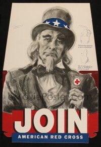7t040 JOIN AMERICAN RED CROSS die-cut standee 1940s iconic James Montgomery Flagg art of Uncle Sam!