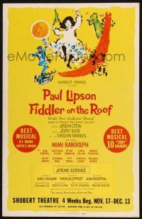 7t065 FIDDLER ON THE ROOF stage play WC '68 great colorful artwork!