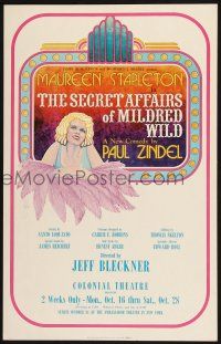 7t082 SECRET AFFAIRS OF MILDRED WILD stage play WC '72 art of Maureen Stapleton by John Melo!