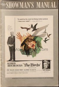 7t099 BIRDS pressbook '63 Alfred Hitchcock, Tippi Hedren, classic art of attacking avians!