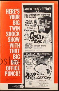 7t101 BLOOD BEAST FROM OUTER SPACE/CASTLE OF EVIL pressbook '60s a double dose of terror!