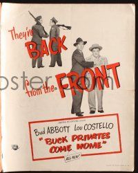 7t105 BUCK PRIVATES COME HOME pressbook '47 Bud Abbott & Lou Costello are back from the front!