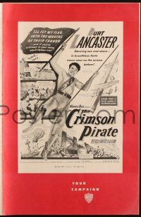 7t111 CRIMSON PIRATE pressbook '52 great image of barechested Burt Lancaster swinging on rope!