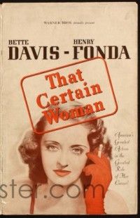 7t157 THAT CERTAIN WOMAN pressbook '37 Henry Fonda & sexy Bette Davis, with those eyes!