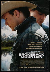7w090 BROKEBACK MOUNTAIN DS 1sh '05 Ang Lee directed, Heath Ledger & Jake Gyllenhaal!