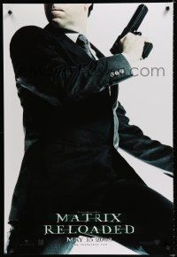 7w013 MATRIX RELOADED teaser DS 1sh '03 cool image of Hugo Weaving as Agent Smith!