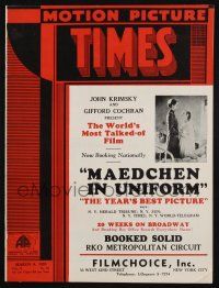 7x087 MOTION PICTURE TIMES exhibitor magazine March 9, 1933 Maedchen in Uniform, Gloria Swanson