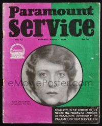 7x116 PARAMOUNT SERVICE English exhibitor magazine August 1, 1931 Clara Bow, Ruth Chatterton & more