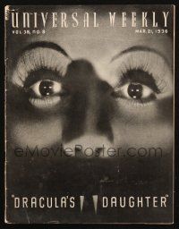 7x065 UNIVERSAL WEEKLY exhibitor magazine March 21, 1936 Dracula's Daughter, Flash Gordon & more!