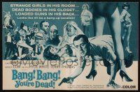 7x429 BANG BANG YOU'RE DEAD pressbook '66 wacky art of Tony Randall crouching between sexy legs!