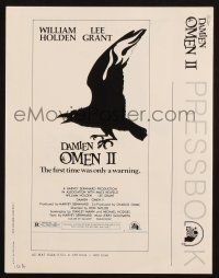 7x509 DAMIEN OMEN II pressbook '78 cool art of demonic crow, the first time was only a warning!